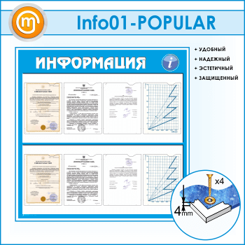 Стенд «Информация» с 8 карманами А4 формата (IN-01)
