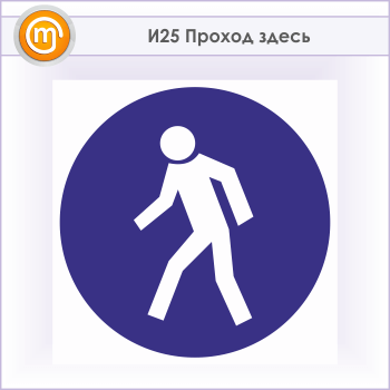 Знак «Проход здесь», И25 (металл, 500х500 мм)