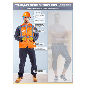 Стенд для демонстрации применения СИЗ с зеркалом, 1500х2000 мм (СПС-03)