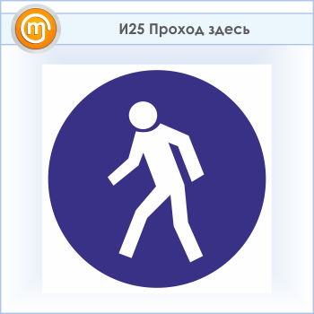 Знак «Проход здесь», И25 (пластик, 500х500 мм)